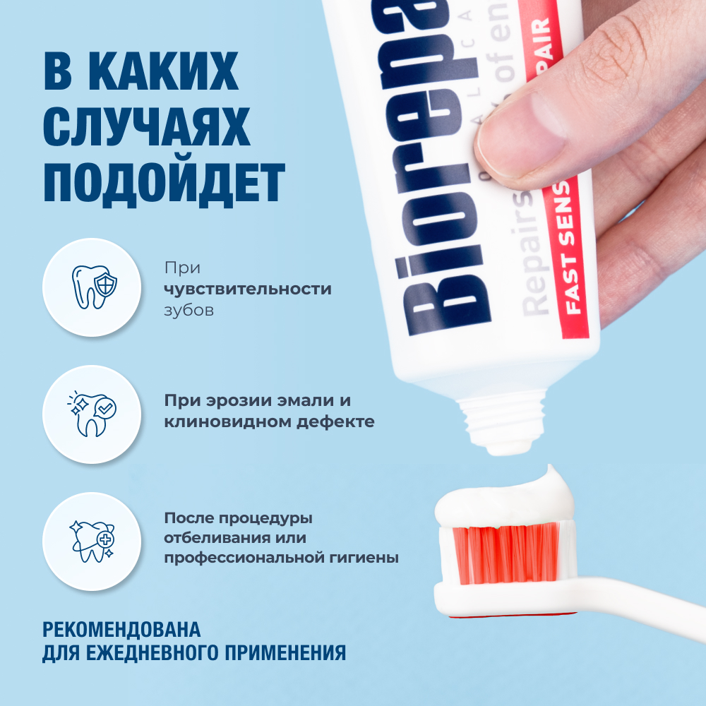 Зубная паста Biorepair Fast Sensitive Repair для чувствительных зубов 75 мл - фото 3