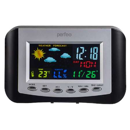 Часы-метеостанция Perfeo Сolor PF-S3332CS цветной экран время температура влажность дата