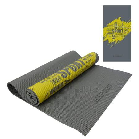 Коврик для йоги и фитнеса Espado PVC 173*61*0.5 см серый желтый(принт) ES2125-2