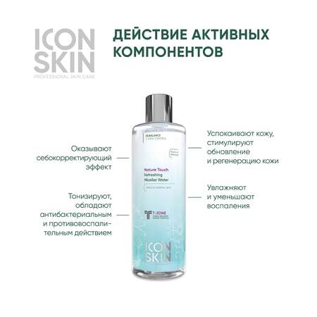 Мицеллярная вода ICON SKIN освежающая nature touch 400 мл