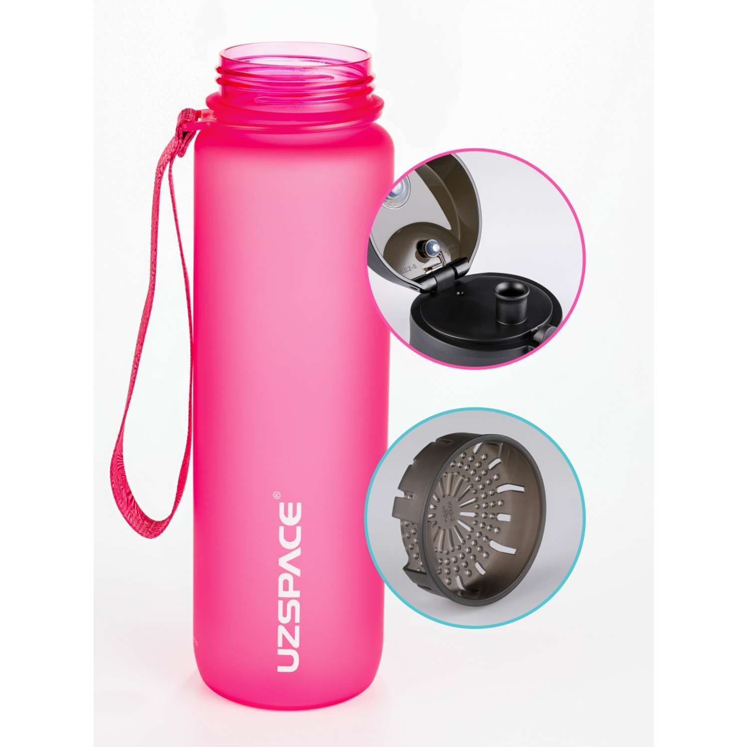 Бутылка для воды спортивная 1л UZSPACE 3038 розовый - фото 2