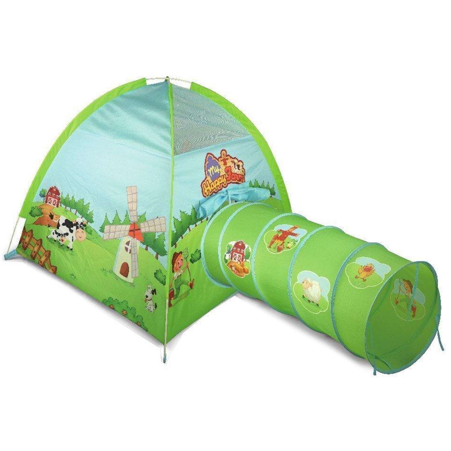 Детская палатка Наша Игрушка с туннелем Ферма 123х110 см - фото 1