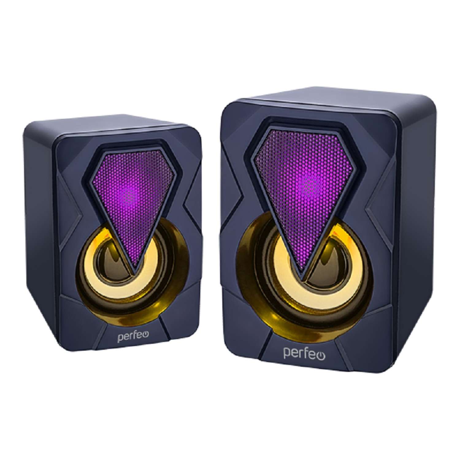 Компьютерные колонки Perfeo SHINE 2.0 мощность 2х3 Вт USB чёрные Game Design LED подсветка 7 цветов - фото 1