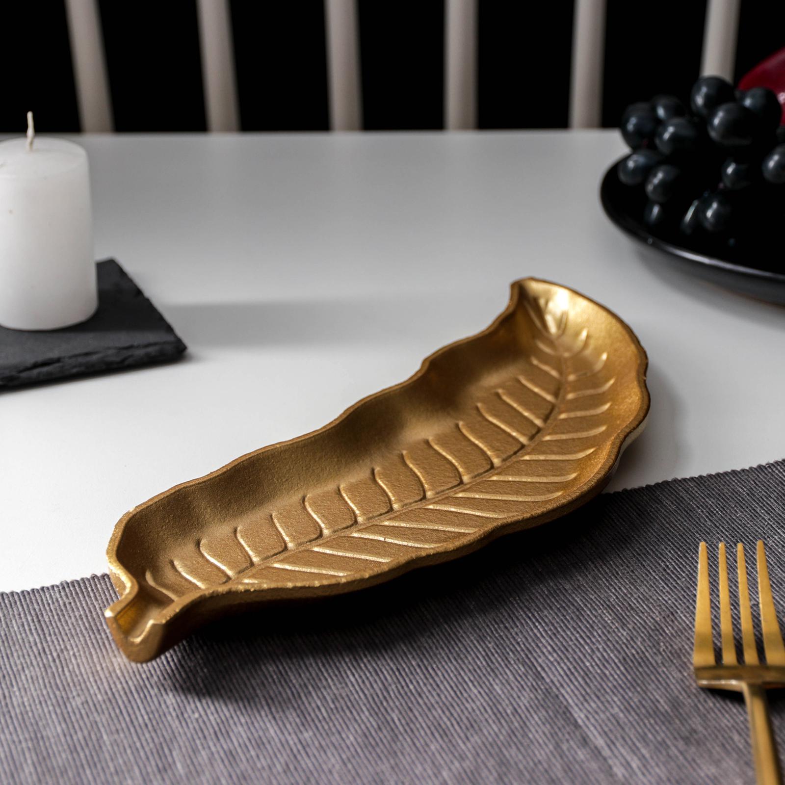 Блюдо сервировочное Доляна для фруктов «Золотой лист» 27×10 см цвет золотой - фото 2