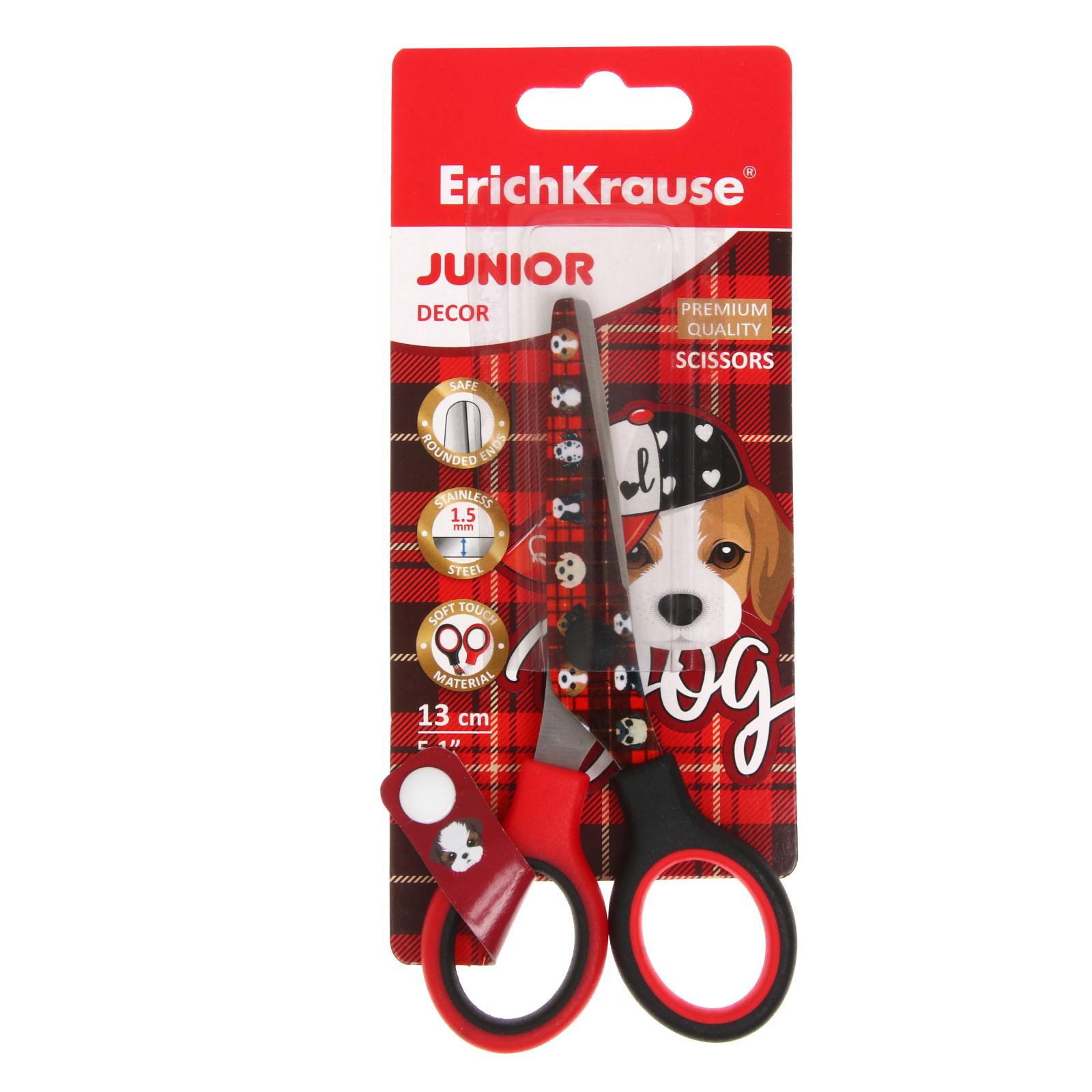 Ножницы детские 13см ErichKrause Junior Decor Dog с принтом на лезвиях - фото 1