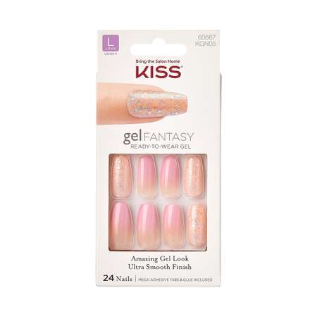 Накладные ногти Kiss с клеем Невинный Флирт максимальной длины 24шт. KGN05C