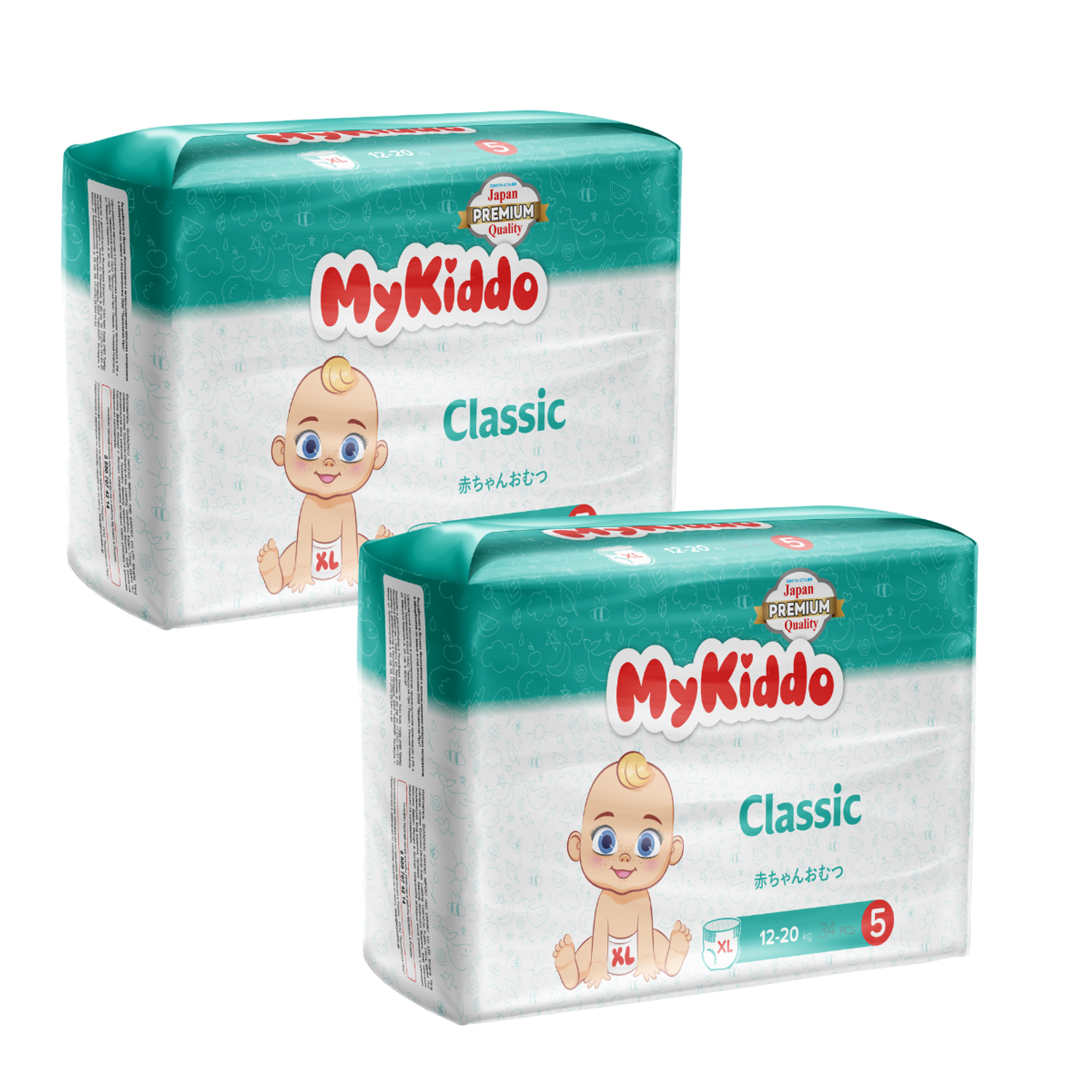 Подгузники-трусики MyKiddo Classic XL 12-20 кг 2 упаковки по 34 шт - фото 1