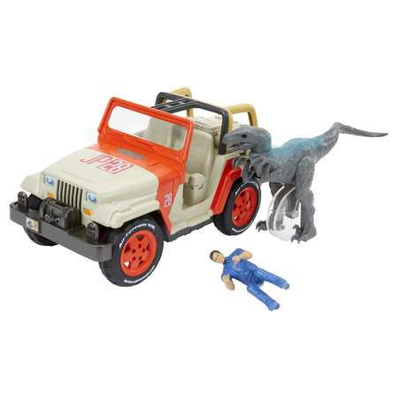 Машинка радиоуправляемая Matchbox Jurassic World с фигуркой и динозавром FNH12