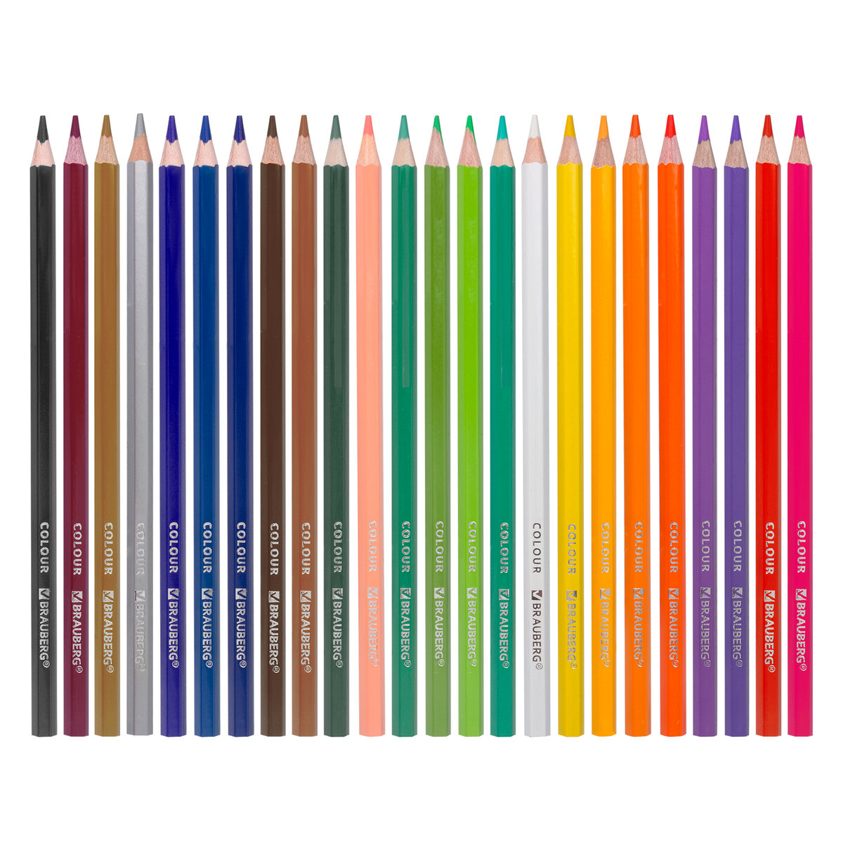 Карандаши цветные Brauberg Premium 24 цвета шестигранные грифель мягкий - фото 11