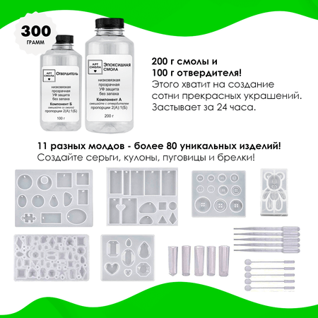 Набор для творчества Арт Смола с эпоксидной смолой для создания украшений