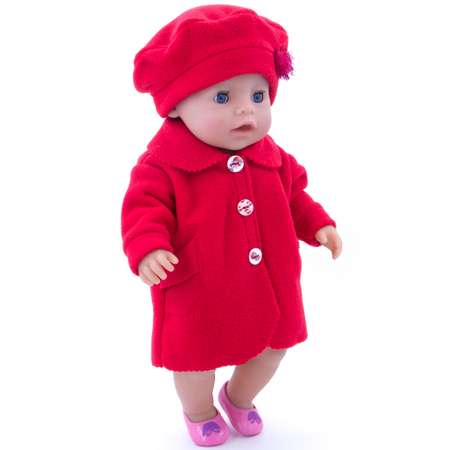 Комплект одежды Модница Пальто с беретом для пупса 43-48 см 6119 красный