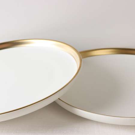Набор Sima-Land керамических тарелок «День» 2 предмета: d=20 5 см цвет белый
