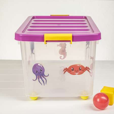 Контейнер Sima-Land для хранения игрушек на колесах 60 л Junior aqua цвет прозрачный