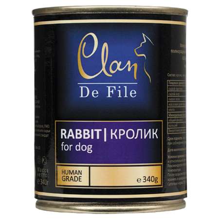 Корм для собак Clan De File кролик консервированный 340г