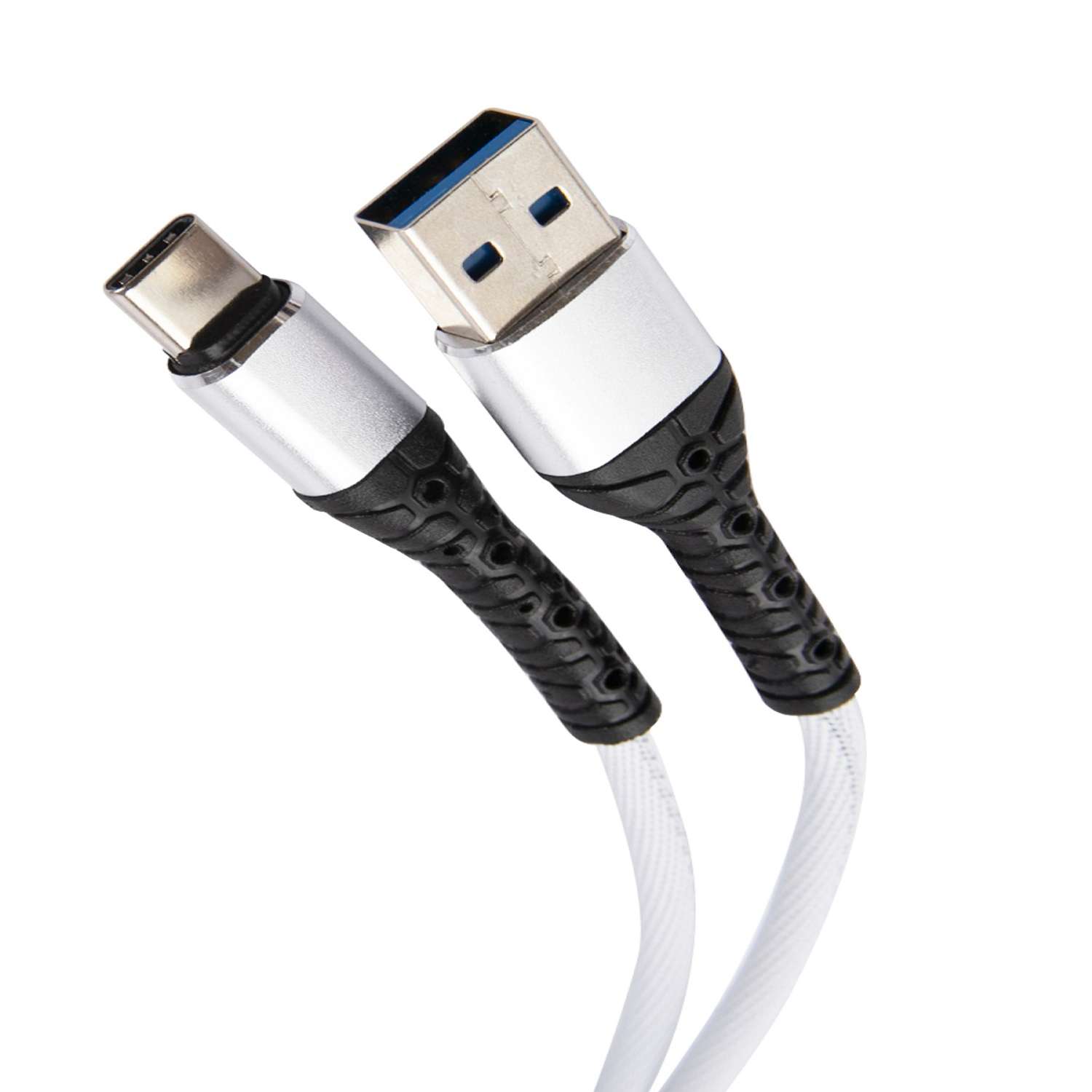 Дата-кабель mObility USB – Type-C 3А тканевая оплетка белый - фото 2