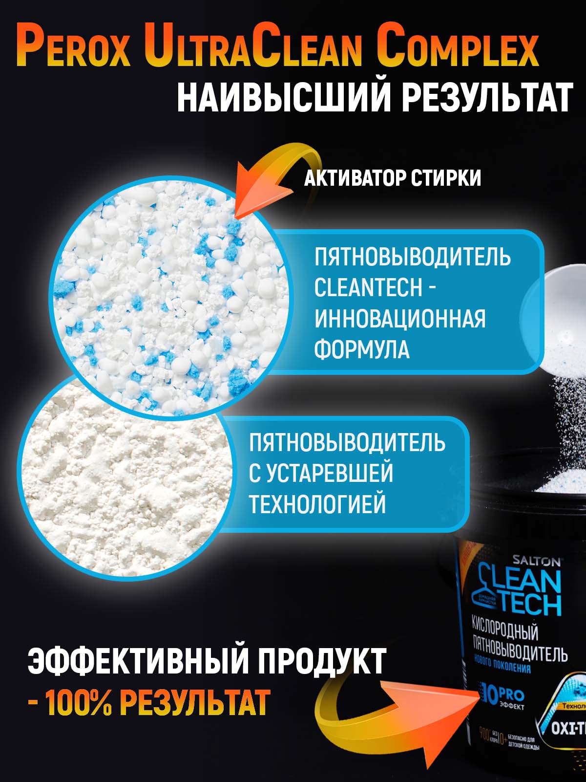 Кислородный пятновыводитель Salton Cleantech 900гр - фото 7