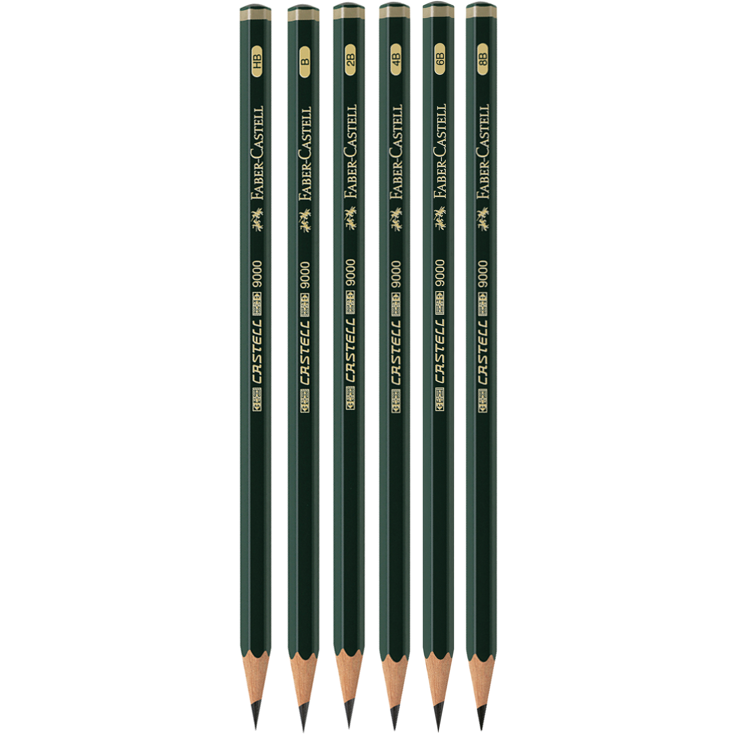 Набор карандашей FABER CASTELL чернографитных 9000 6шт HB-8B - фото 2