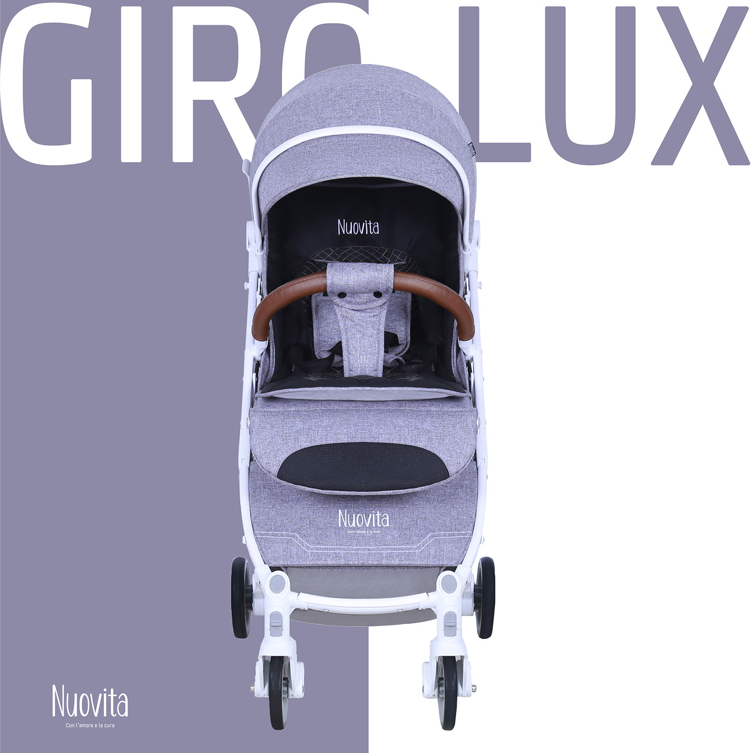 Коляска прогулочная Nuovita Giro Lux Grigio Bianco - фото 3