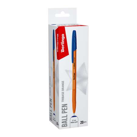 Набор ручек шариковых Berlingo Tribase Orange синяя 0.7 мм 20 шт картонная коробка