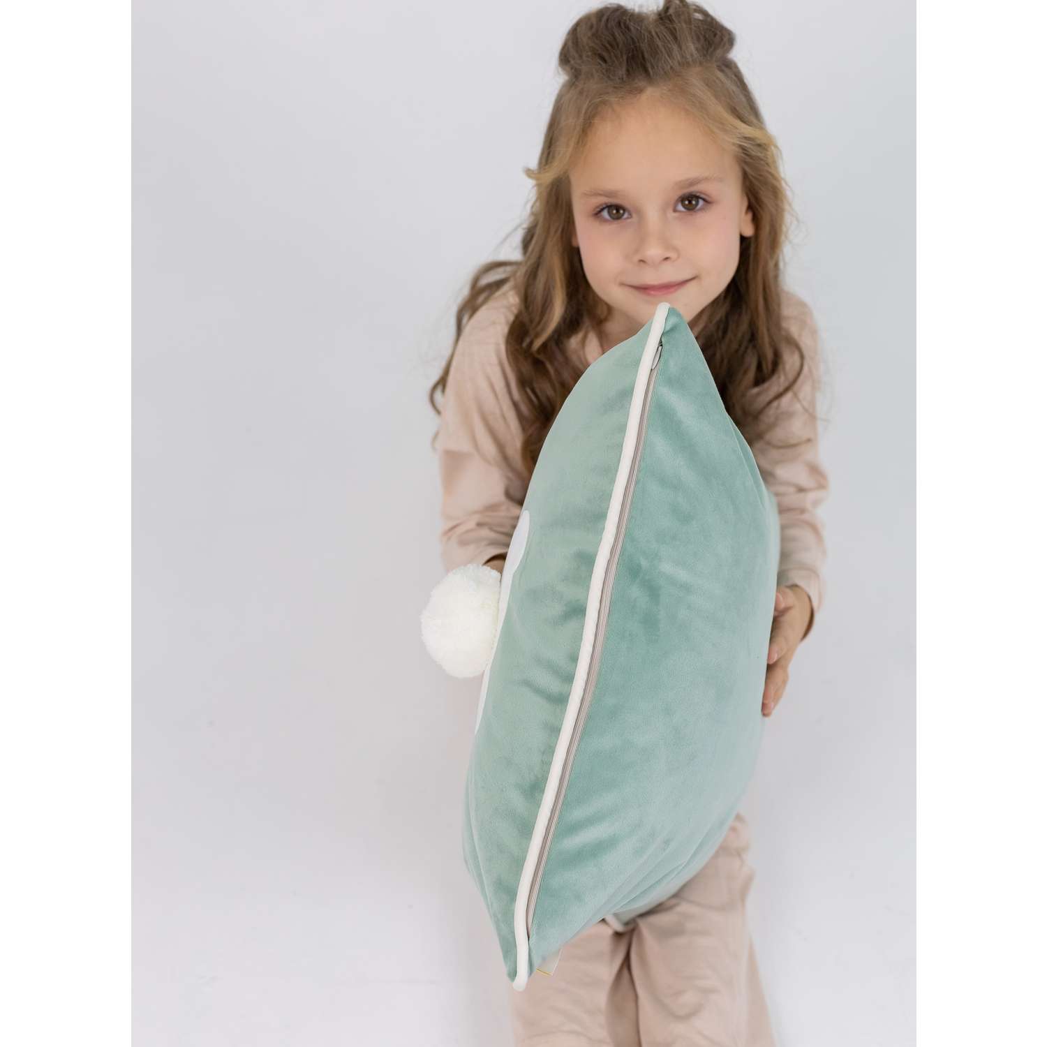 Подушка декоративная детская Мишель Зайка мятный цвет - фото 4