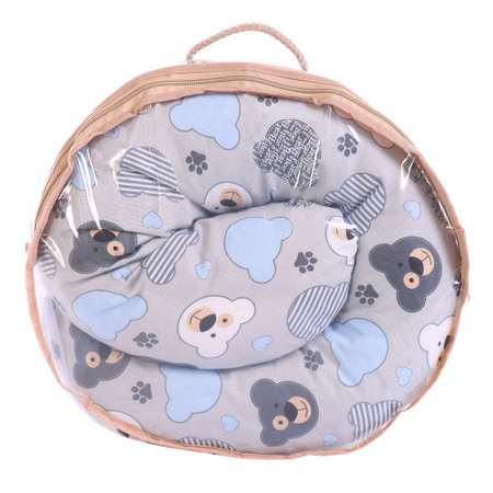 Подушка для беременных Спаленка Гнездышко Мишки Серо-голубые