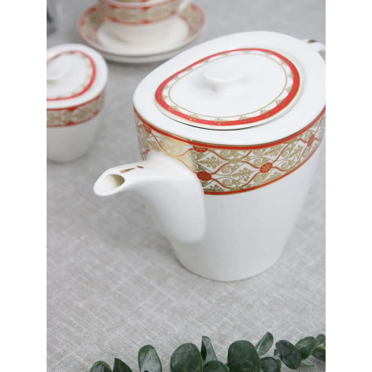 Набор чайный Balsford 17 предметов белый красный с золотом - фото 9