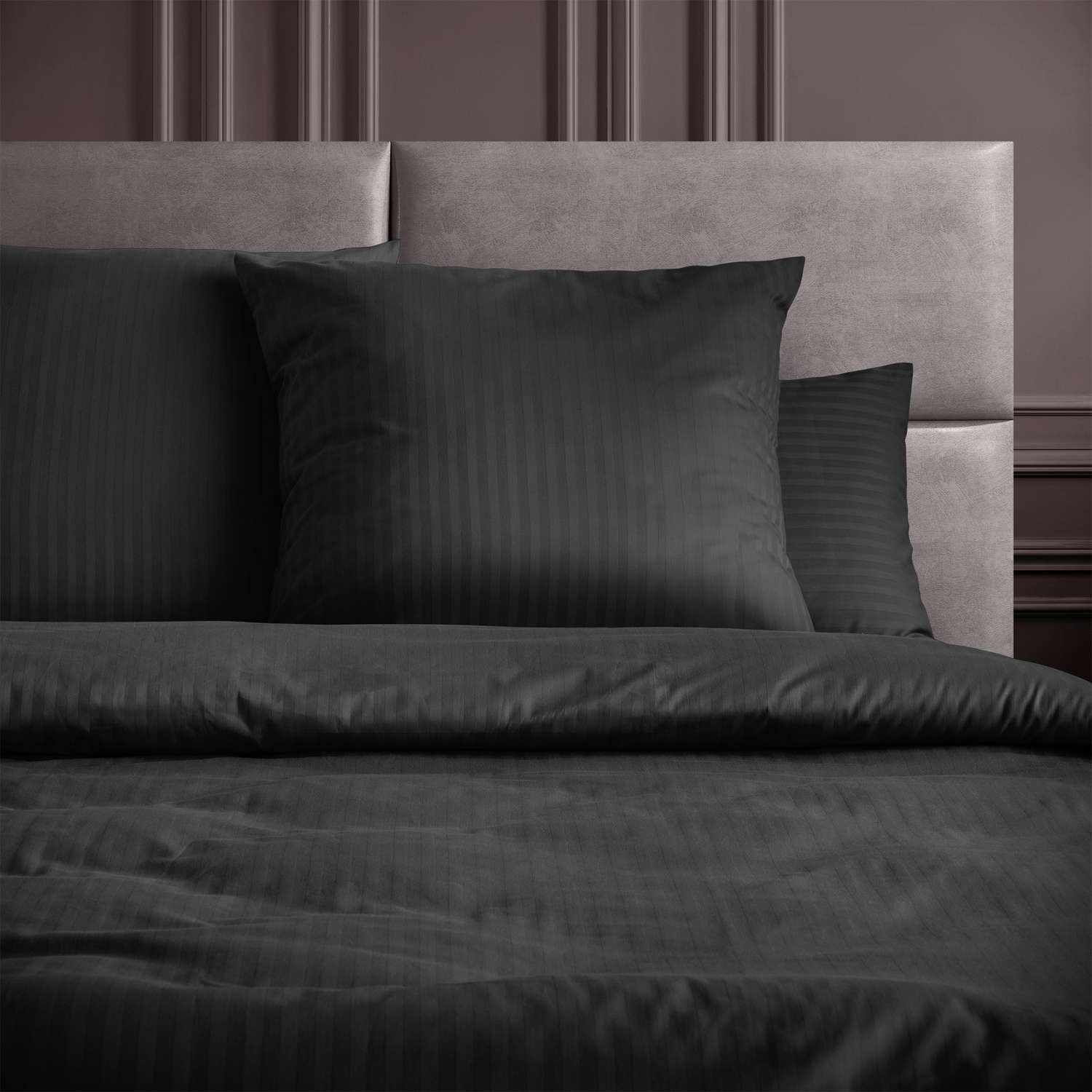 Комплект постельного белья Verossa 1.5СП Black страйп-сатин наволочки 50х70см 100% хлопок - фото 3