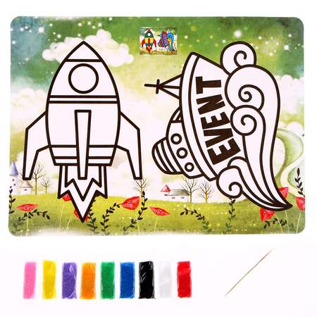 Фреска Школа Талантов с цветным основанием «Ракета». 9 цветов песка