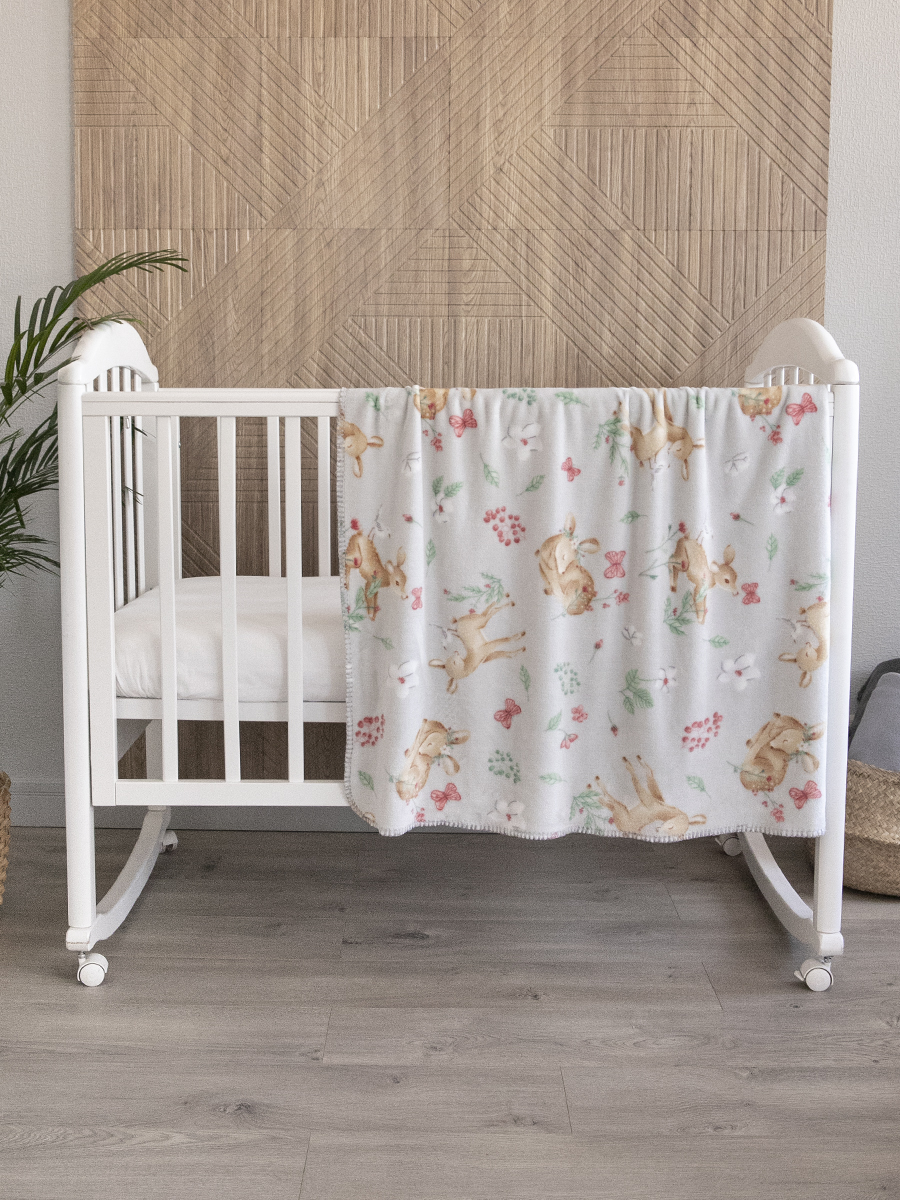 Плед для новорожденных Baby Nice MICRO FLANNEL Оленята серый 75х100 - фото 1