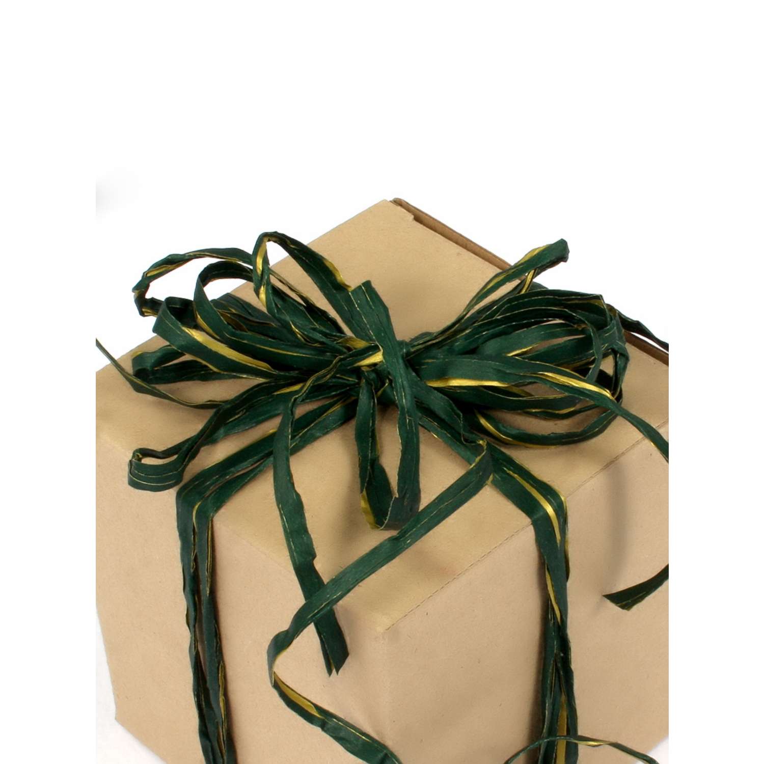 Лента упаковочная рафия Grand Gift старлайт 1.5см х 200м Зеленая с золотом - фото 2