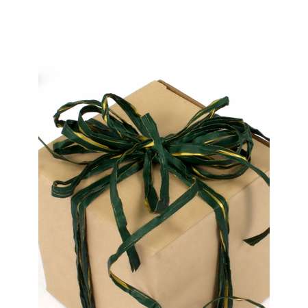 Лента упаковочная рафия Grand Gift старлайт 1.5см х 200м Зеленая с золотом