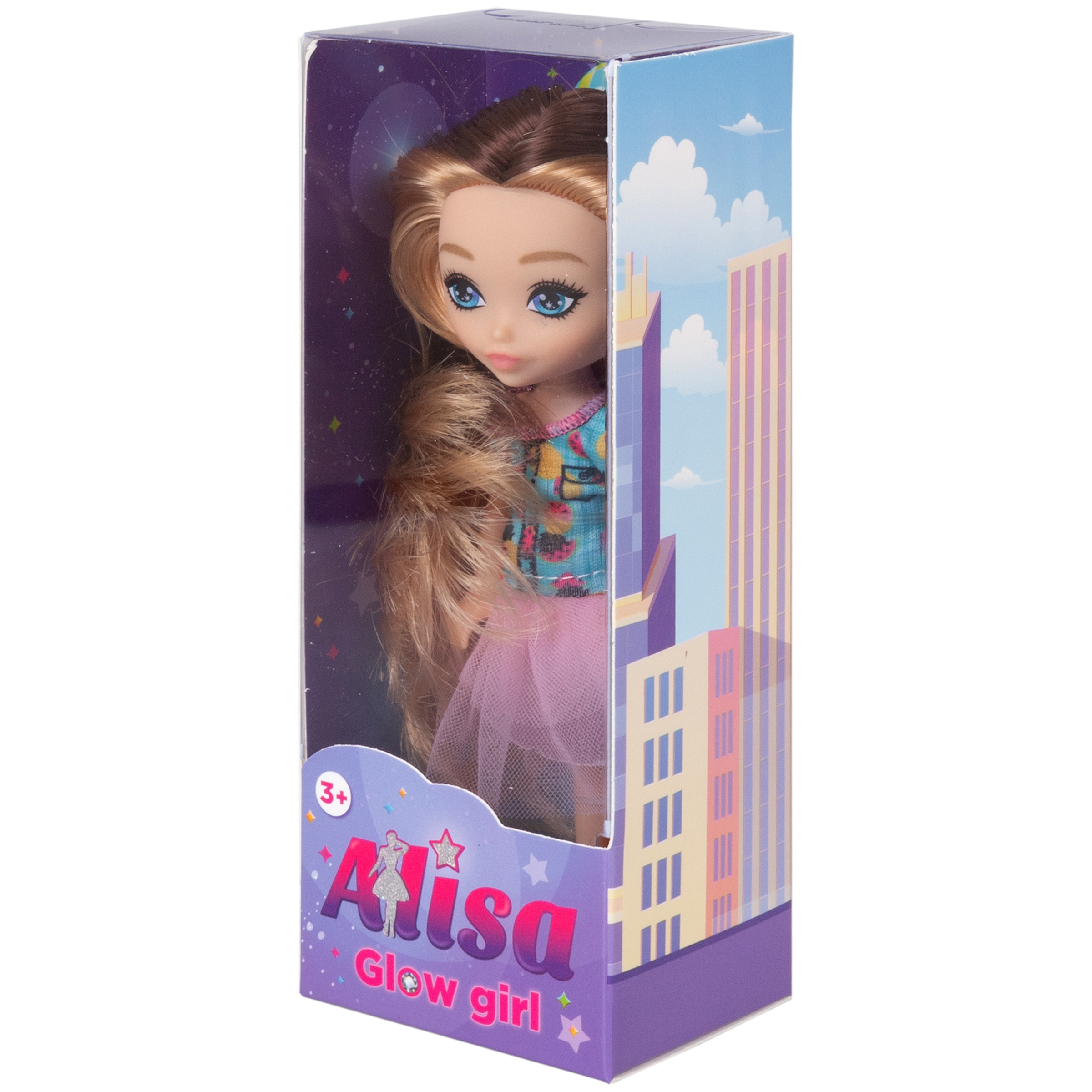 Кукла для девочки Alisa glow girl 1TOY мини c разноцветными волосами гнущиеся коленями в розовой юбке 15 см Т25195-1 - фото 3