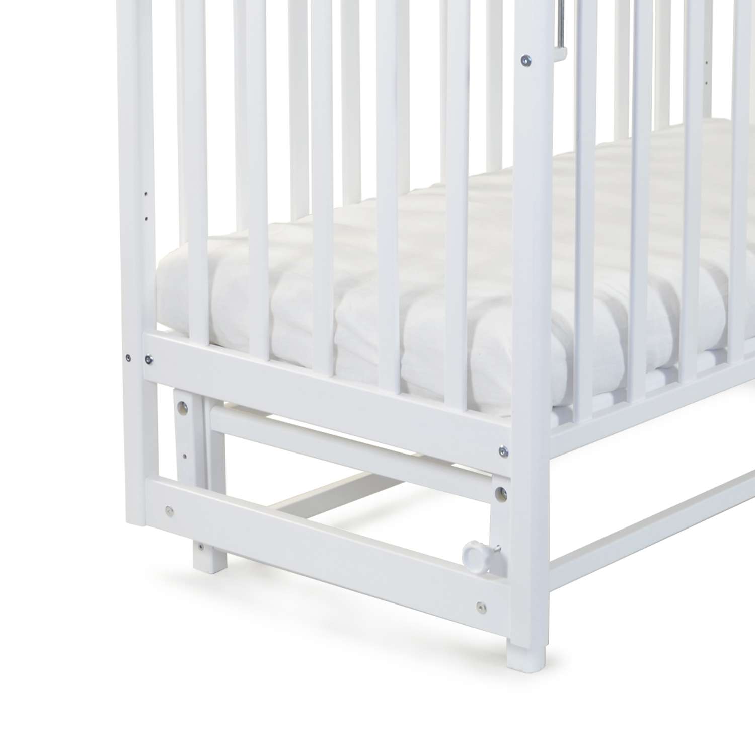 Детская кроватка Наша Мама прямоугольная, продольный маятник (белый) - фото 4