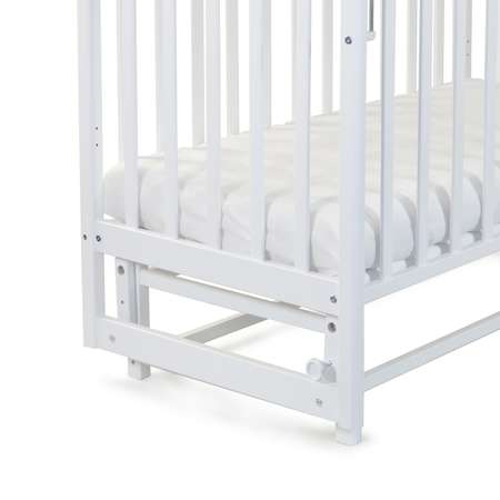 Детская кроватка Наша Мама прямоугольная, продольный маятник (белый)