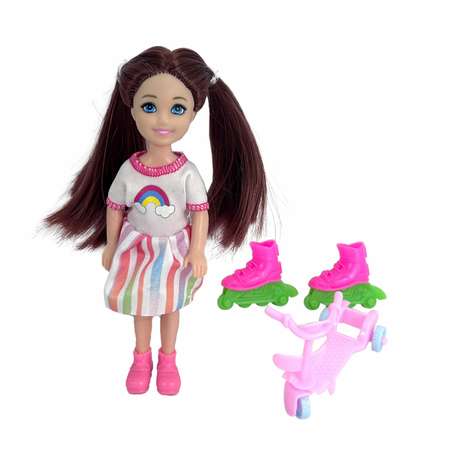 Кукла детская 1TOY Alisa Little Love брюнетка с длинными волосами мини 14 см