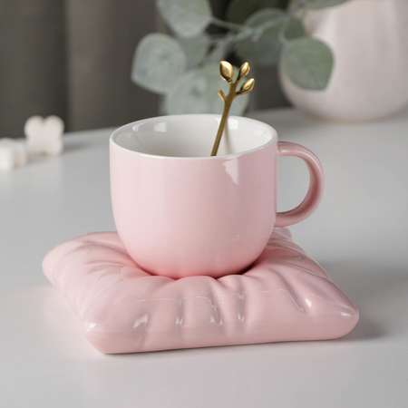 Чайная пара Sima-Land Зефирка чашка 250 мл блюдце цвета розовый