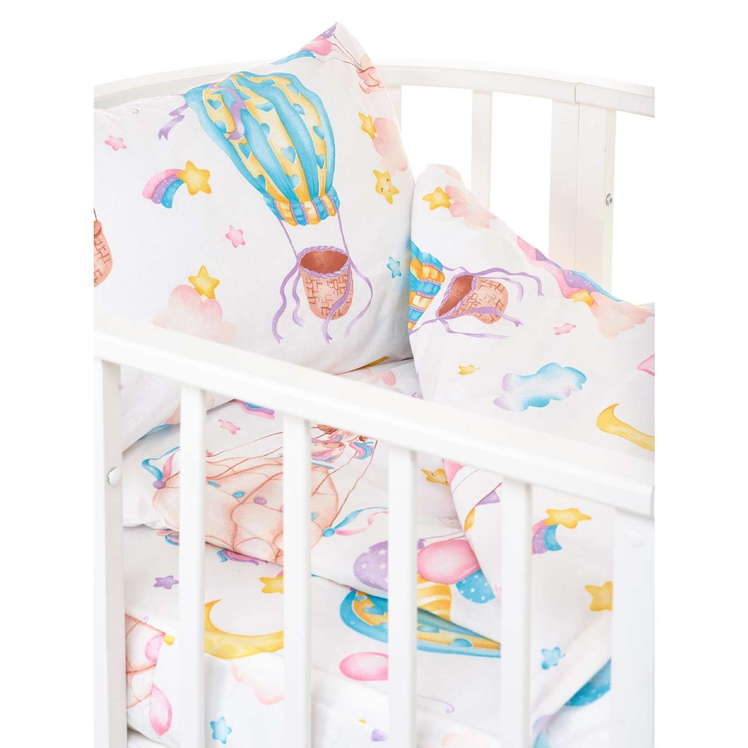 Комплект постельного белья Lemony kids в овальную кроватку Rainbow Розовый 3 предмета - фото 5
