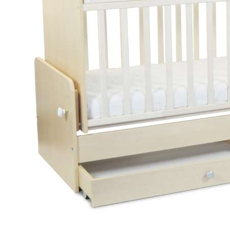 Детская кроватка Babyton Береза прямоугольная, поперечный маятник (белый)