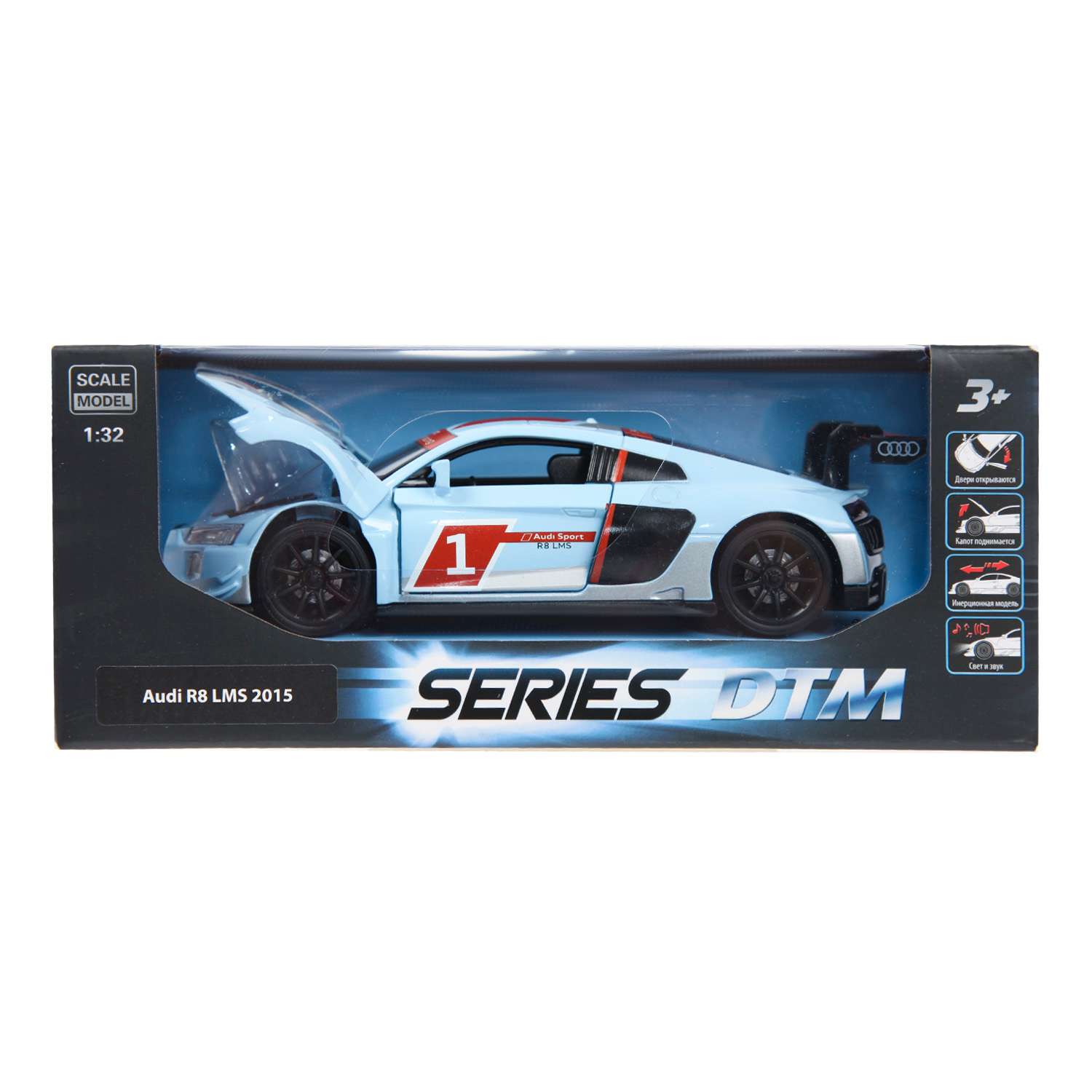 Машинка Mobicaro 1:32 Audi R8 LMS DTM Голубая 664992(D) 664992(D) - фото 2