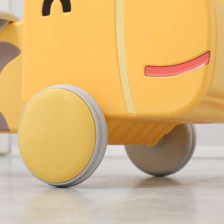 Машинка-каталка с корзиной UNIX Kids Hippo Yellow с ручками для дома и улицы беговел от 1 года до 40 кг желтый