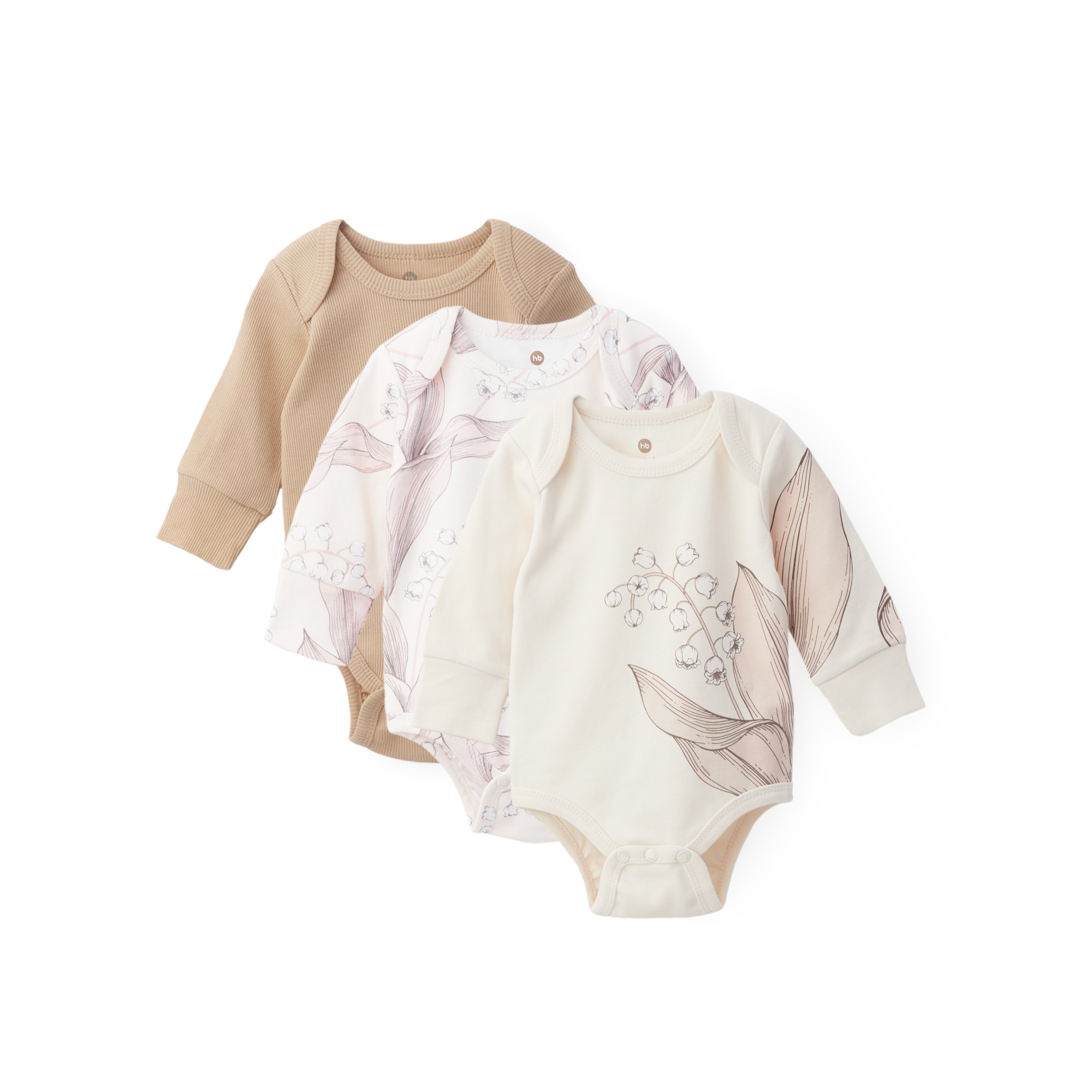 Боди 3 шт HAPPY BABY 90112_beige_pink_milky - фото 1