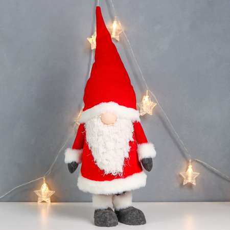 Кукла интерьерная Зимнее волшебство «Дед Мороз в полосатых гетрах красный» 80х24х14 см