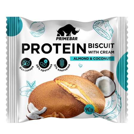 Печенье протеиновое Primebar Вiscuit кокос-миндаль 40г