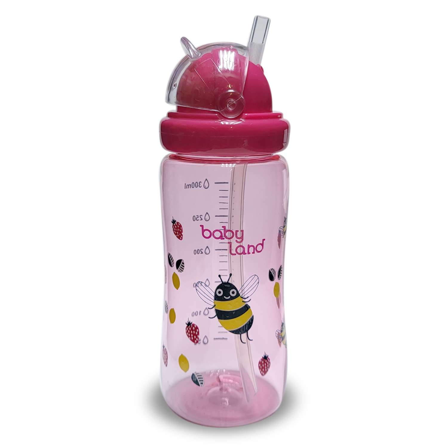 Бутылочка-поильник Baby Land с трубочкой 300мл розовый - фото 1