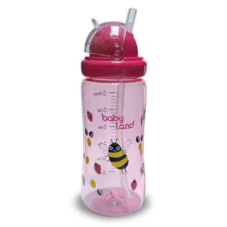 Бутылочка-поильник Baby Land с трубочкой 300мл розовый