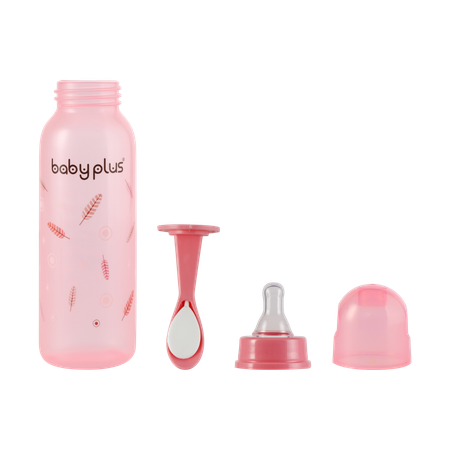 Бутылочка для кормления Baby Plus с ложкой и соской BP5114-A-2 250 мл розовая