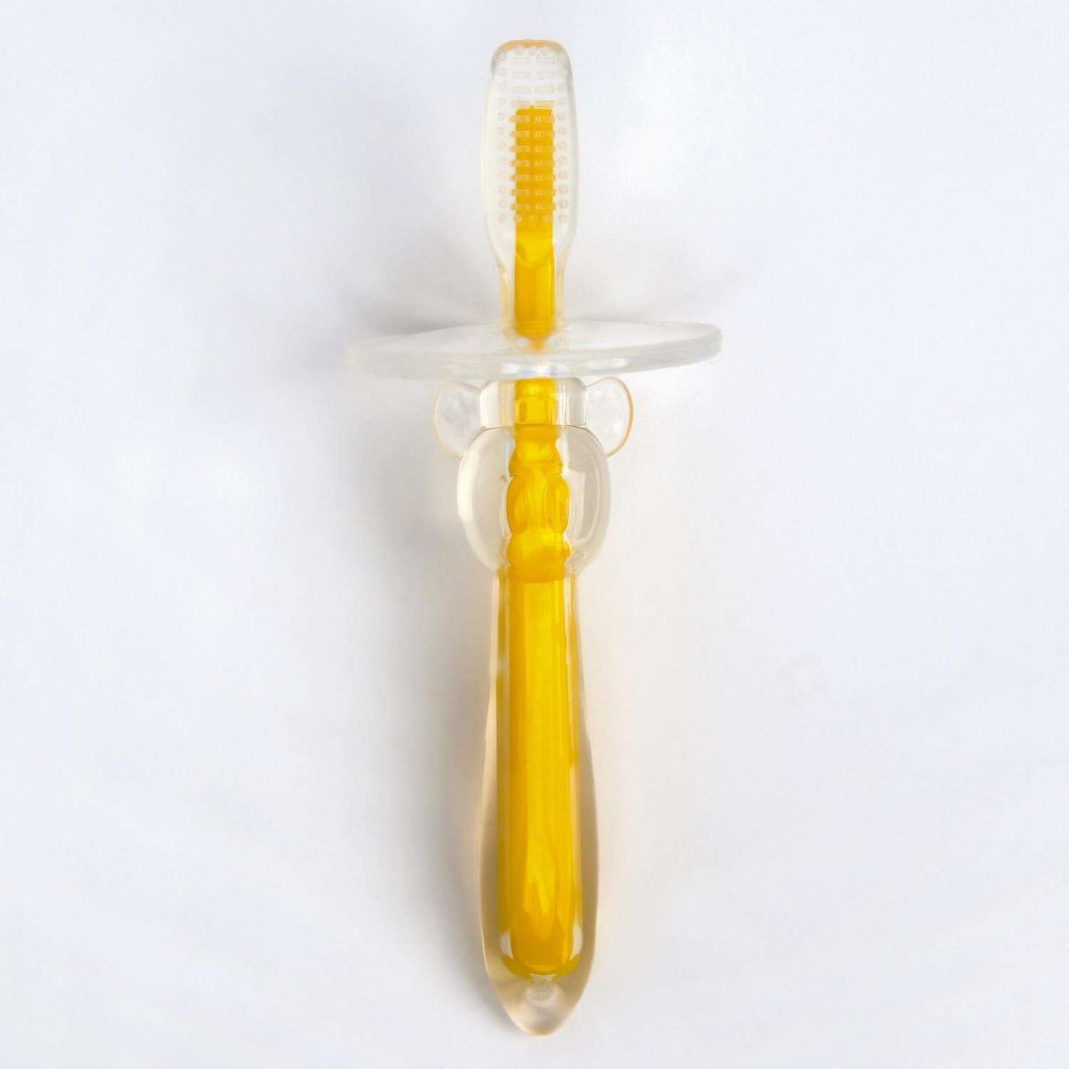 Детская зубная щетка Крошка Я массажер силиконовая с ограничителем от 3 мес. цвет жёлтый - фото 4
