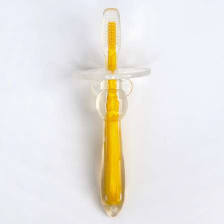Детская зубная щетка Крошка Я массажер силиконовая с ограничителем от 3 мес. цвет жёлтый