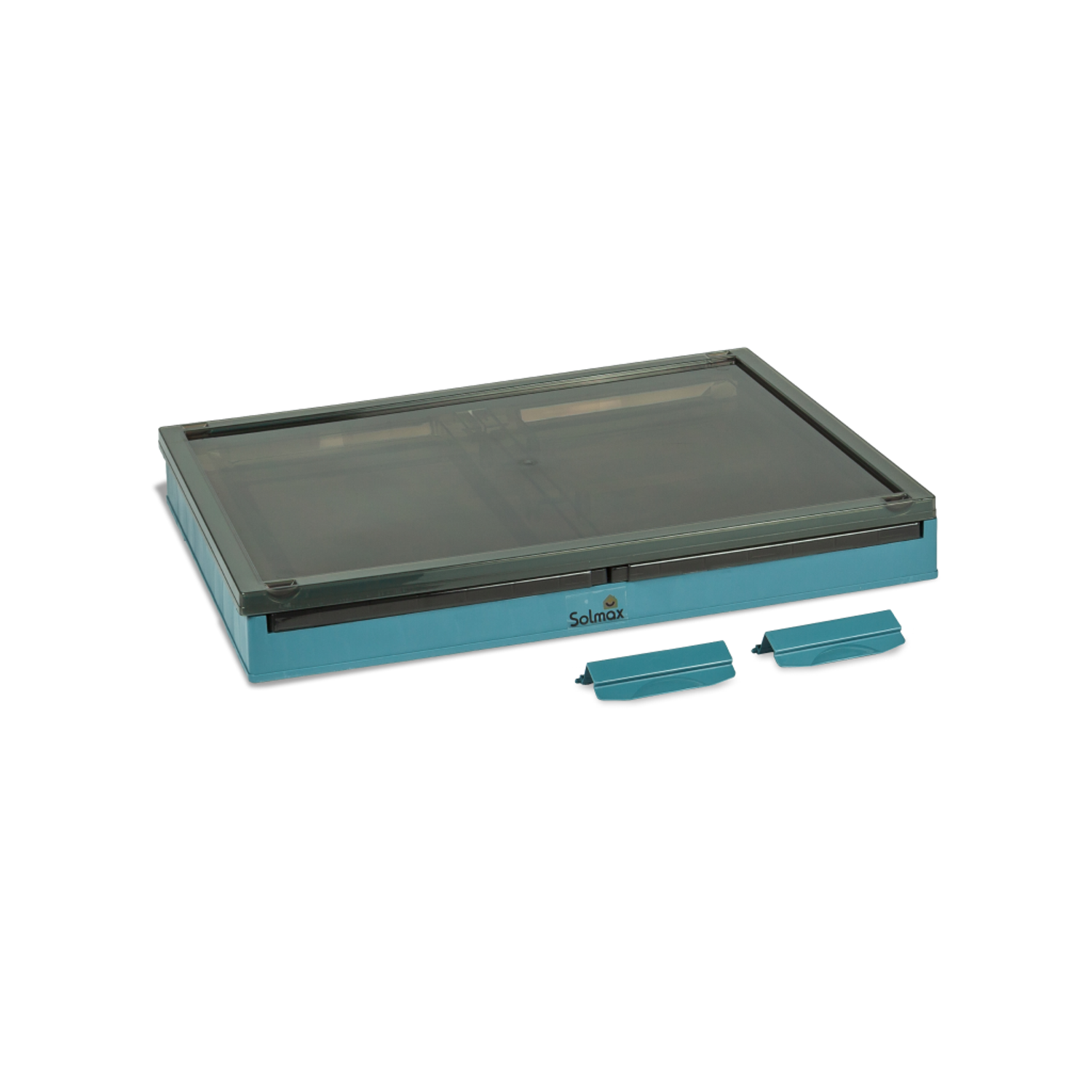 Ящик для хранения вещей Solmax прозрачный контейнер с крышкой на колесах 60х42х35 голубой - фото 4