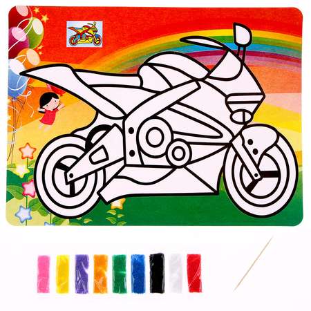 Фреска Школа Талантов с цветным основанием «Мотоцикл». 9 цветов песка